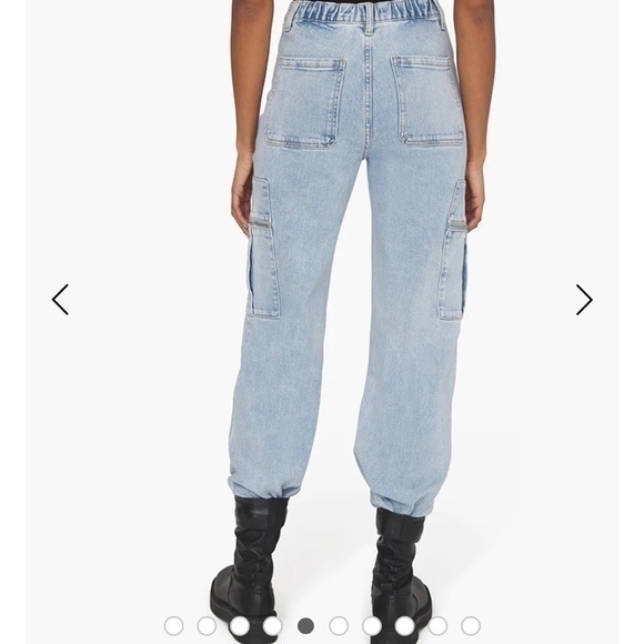 Weworewhat Womens Cargo Jeans Y2K Utility Stretch Denim Straight Jeans M 90s - Picture 6 of 9